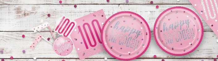 Pink Glitz 100th Birthday Party Supplies | Balloon | Decoration | Pack